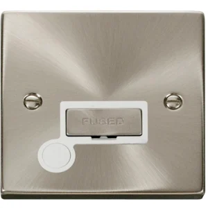 Victorian Satin Chrome White Insert 13A Ingot Fused Connection Unit With Optional Flex Outlet