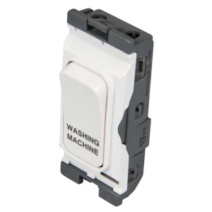 Hager Sollysta Grid Switch 1 Way DP Marked Washing Machine 20A 60 x 24 x 25mm White Urea