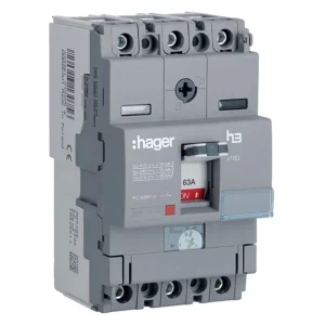 Hager MCCB Triple Pole 63A 25Ka Adj Thermal Fixed Magnetic
