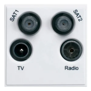 Hager Sollysta Socket TV/FM Satellite Quadplexer Euro 25 x 50 x 25mm White Urea