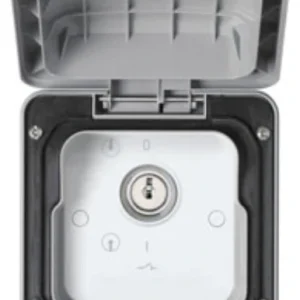 MK Weatherproof Switch 1 Gang 20A DP Key Operated IP66 Grey