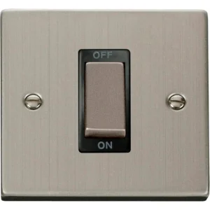 Switch 1 Gang DP 45A Stainless Steel Black Insert Victorian
