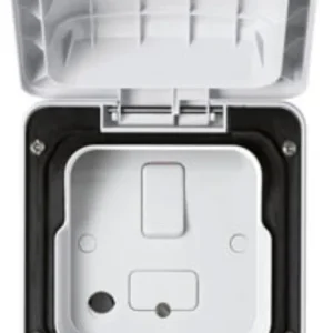 MK Weatherproof Switched Fused Spur 13A C/W Flex Out IP66 White