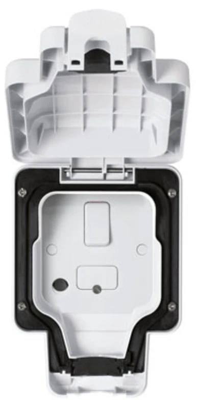 MK Weatherproof Switched Fused Spur 13A C/W Flex Out IP66 White
