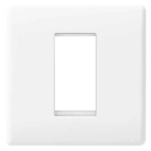 Front Plate 1 Module Grid Square Screwless Brushed Steel
