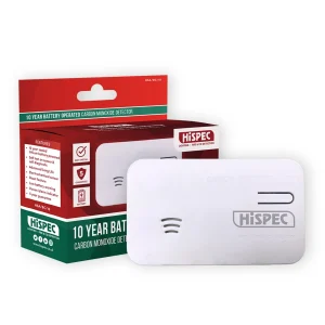 Hispec Battery Operated Carbon Monoxide Detector powered by a 10 year battery