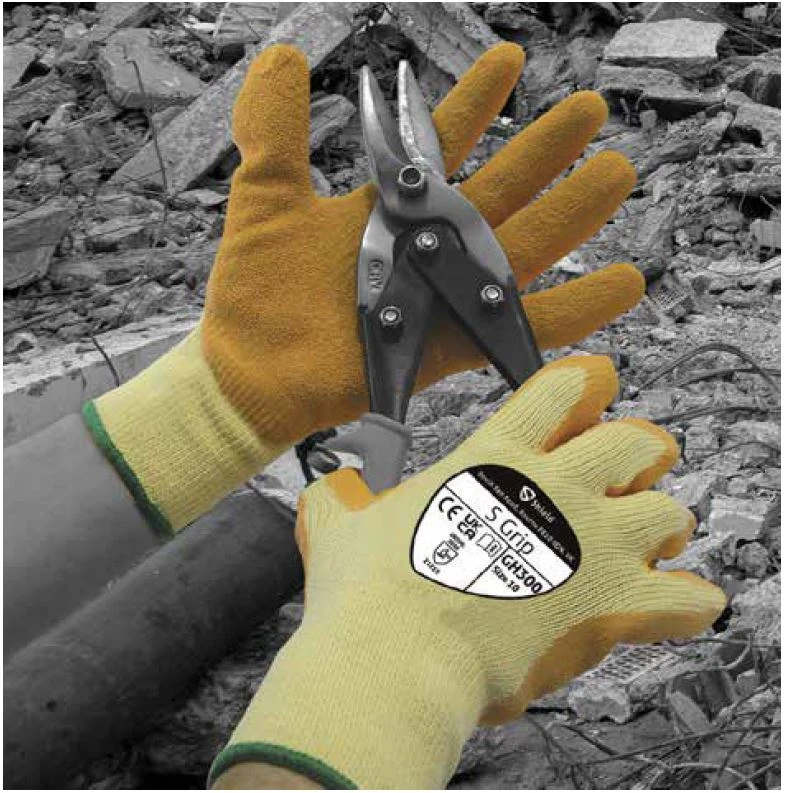 Shield GH300 S Grip Crinkle Latex Palm Coated Glove Size 9 - Image 2