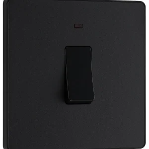 BG Evolve, Matt Black, 20A Double Pole Switch with LED Indicator