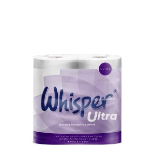 3 Ply Whisper Luxury Ultra Toilet Roll 160 Sheet 104mm Width