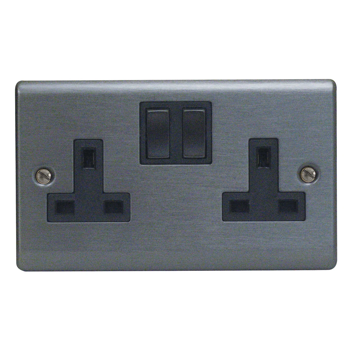Designa 25SS132DP 2 Gang 13A Double Pole Switched Double Socket Graphite With Black Insert