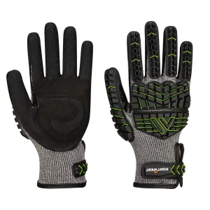VHR15 Cut Level F Nitrile Foam Coated Impact Glove Black/Green Size XL