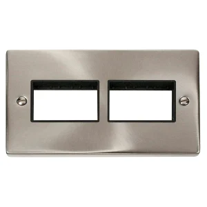 Frontplate 2 Gang 6 Aperture 2x3 Black Gasket Victorian Satin Chrome