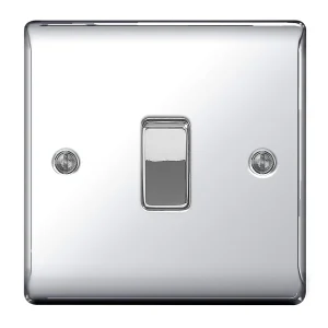 BG Nexus NPC12 Plate Switch Polished Chrome 1 Gang 2 Way 10A