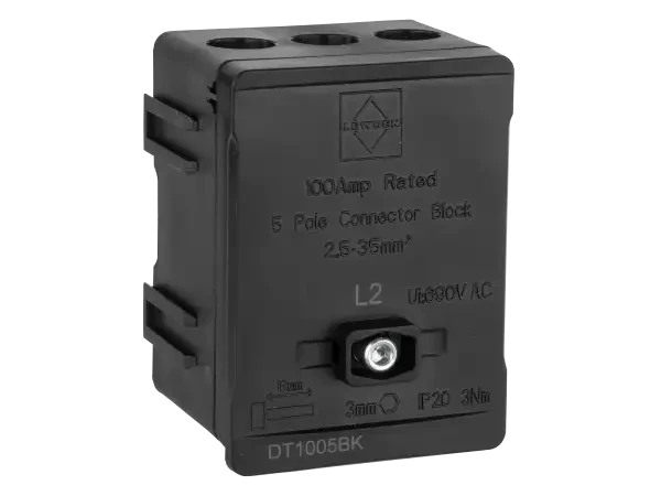 Distribution Terminal 100A 5 Way Black