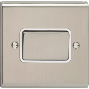 Plate Switch TP Fan Isolator White Insert 10A Stainless Steel