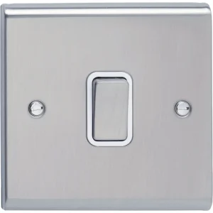 Plate Switch 1 Gang 2 Way White Insert 10A Stainless Steel