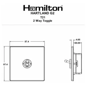 7G2RBT21 Hamilton HARTLAND G2 DOLLY switch 1 Gang 2 WAY 20A