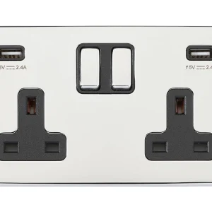 7G27SS2USBULTBC-B Hamilton HARTLAND G2 switched socket USB 2 Gang