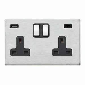 7G24SS2USBCSS-B Hamilton HARTLAND G2 switched socket USB+C 2 Gang