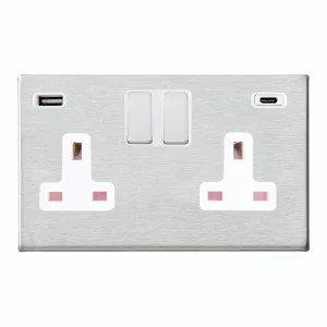 7G24SS2USBCSS-W Hamilton HARTLAND G2 switched socket USB+C 2 Gang