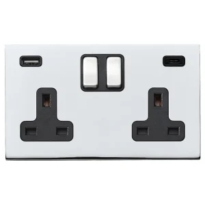 7G27SS2USBCBC-B Hamilton HARTLAND G2 switched socket USB+C 2 Gang