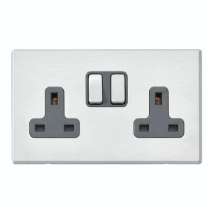 7G24SS2SS-QG Hamilton HARTLAND G2 SOCKET switched 2 Gang 13A