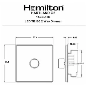 7G291XLEDITB100 Hamilton HARTLAND G2 DIMMER switch 1 Gang 100W