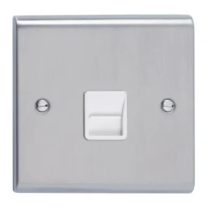 Outlet Telephone Single Secondary White Insert Stainless Steel