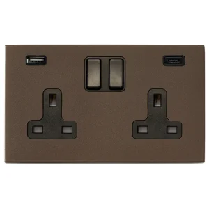 7G2RBSS2USBCBL-B Hamilton HARTLAND G2 switched socket USB+C 2 Gang