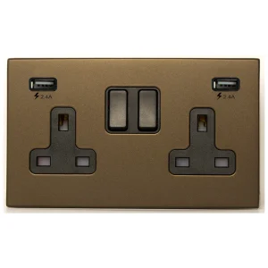 7G2RBSS2USBULTBL-B Hamilton HARTLAND G2 switched socket USB 2 Gang