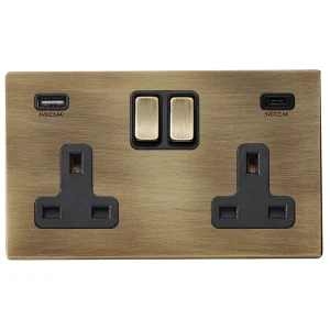 7G29SS2USBCAB-B Hamilton HARTLAND G2 switched socket USB+C 2 Gang