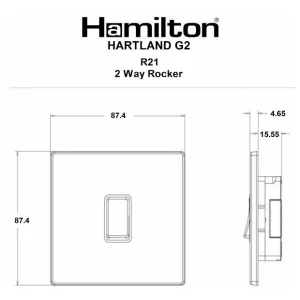 7G2RBR21BL-B Hamilton HARTLAND G2 rocker switch 1 Gang 2 WAY 10A