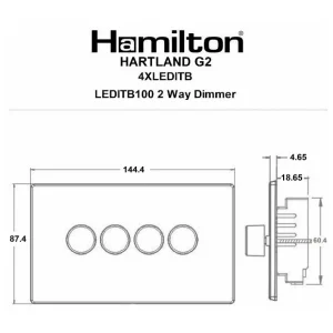 7G294XLEDITB100 Hamilton HARTLAND G2 DIMMER switch 4 Gang 100W