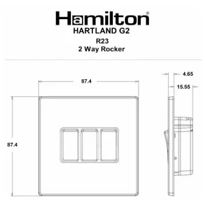 7G2MWR23WH-W Hamilton HARTLAND G2 rocker switch 3 Gang 2 WAY 10A
