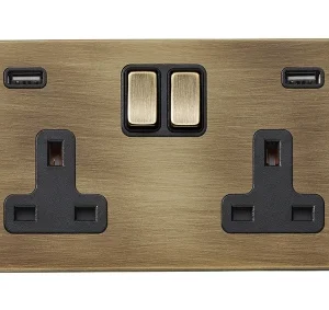 7G29SS2USBULTAB-B Hamilton HARTLAND G2 switched socket USB 2 Gang