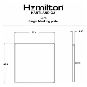 7G29BPS Hamilton HARTLAND G2 BLANK PLATE SGL 86X86MM
