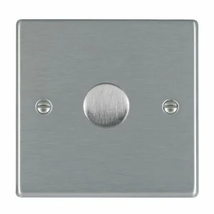 Dimmer Switch 1 Gang LED 2 Way Push On/Off Rotary 100W 88x88mm Satin Steel