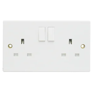 Essentials 11SS132SP Switched Double Socket 2 Gang 13A Single Pole White