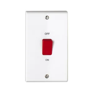 Control Switch DP Tall Red Rocker 50A White