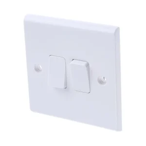 Plate Switch 2 Gang 2 Way 10A White
