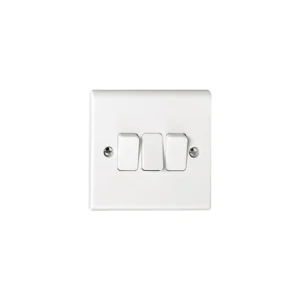 Plate Switch 3 Gang 2 Way 10A White