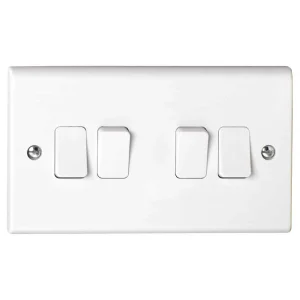 Plate Switch 4 Gang 2 Way 10A White