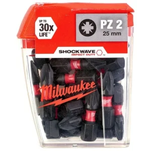 Milwaukee 4932430864 Screwdriver Drill Bits Shockwave PZ2 Tic Tax Box - 25 Piece
