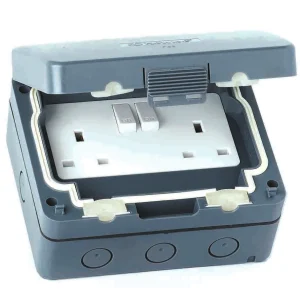 Socket Weatherproof Switched 2 Gang 13A IP66 Grey