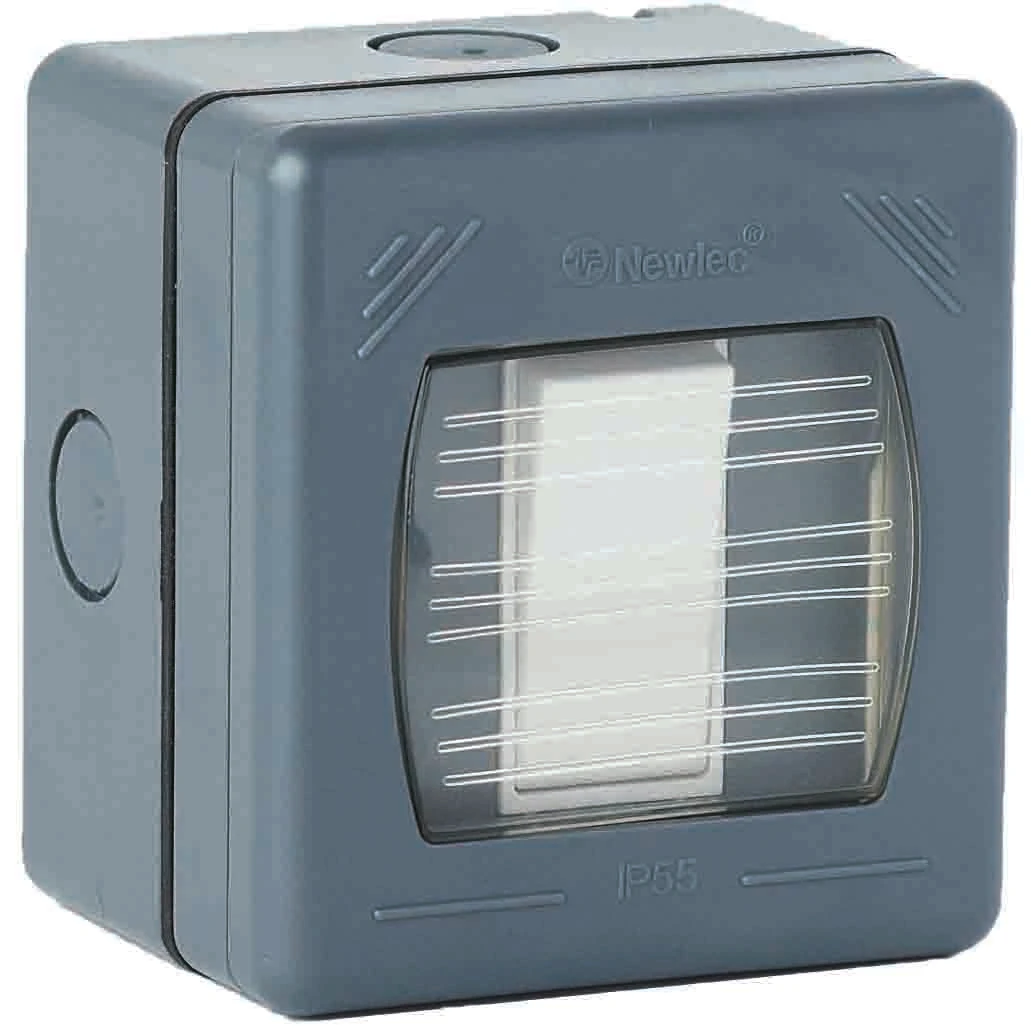 Switch Weatherproof 1 Gang 2 Way 10A IP55 Grey/Clear
