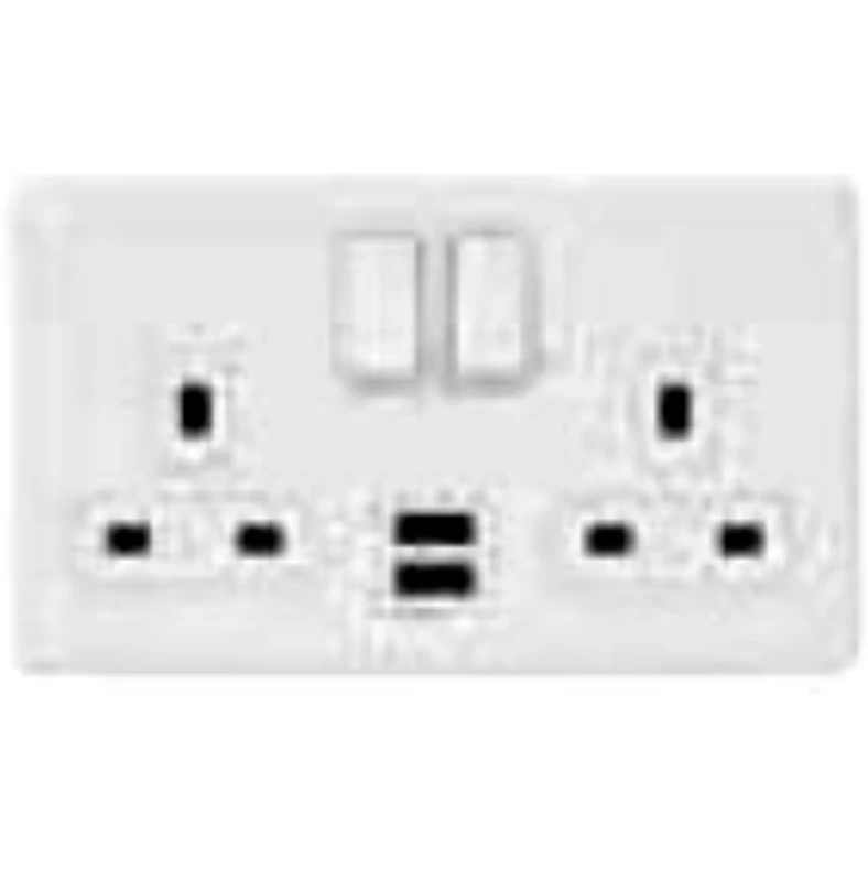 Dimensions 2 Gang Switched Socket With Usb Front Plate Matt Black - Image 2