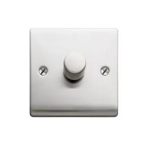 Designa 23DIM4001 1 Gang 2 Way 400W Push Dimmer Switch Satin Steel