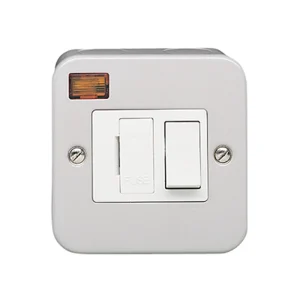 13A Double Pole Switched Metal Clad Fused Spur Connection Unit With Neon