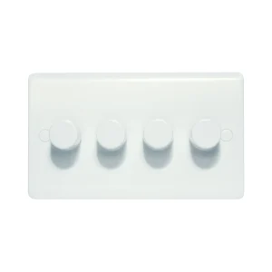 Designa 21DIM2504 4 Gang 2 Way 250W Push Dimmer Switch White