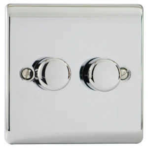 Designa 22DIM4002 2 Gang 2 Way 400W Push Dimmer Switch Polished Chrome